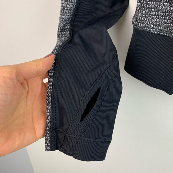 Lululemon women’s black and gray Bhakti Yoga Jacket long sleeves full zip Sz 6 - Picture 5 of 10